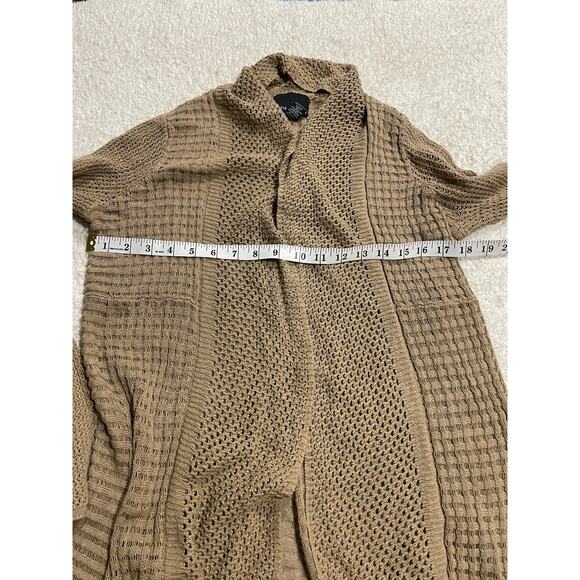 Cynthia Rowley Womens Small Open Front Long Sweater Cardigan Brown Linen Blend - Picture 4 of 8
